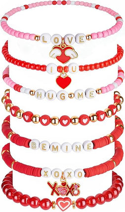 7 Pcs Valentine’s Day, Halloween & Christmas Bracelets: Stackable Friendship Jewelry