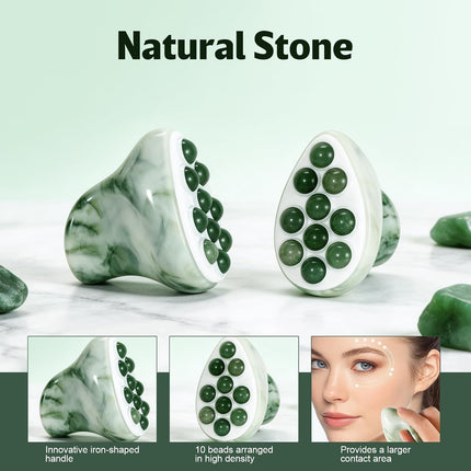 Face Roller & Gua Sha Facial Tool, Ice Eye Massager for Puffiness, Dark Circles & Skincare, Green