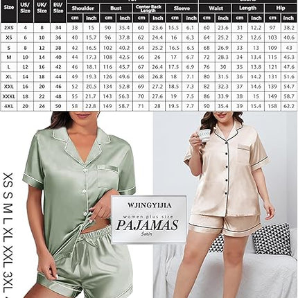 4PCS Womens Satin Pajama Set Silky Floral Sleepwear XS-4XL Loungewear