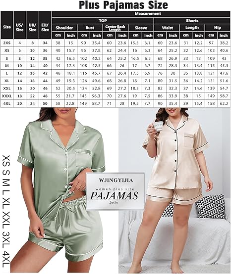 4PCS Womens Satin Pajama Set Silky Floral Sleepwear XS-4XL Loungewear
