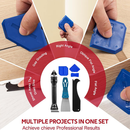 Silicone Caulking Kit – Remover Tool, Scrapers, Grout Removal Tool for Kitchen & Bath