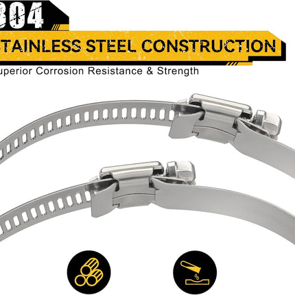 4 Pack 4 Inch Stainless Steel Hose Clamps Adjustable Worm Gear 3.5 to 4.3 Inch