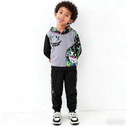 Toddler Boys Paint Splatter Hoodie & Jogger Set – Soft Cotton Comfort