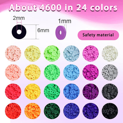 6000+PCS Polymer Clay Beads Kit 24 Colors for Jewelry Making DIY Crafts