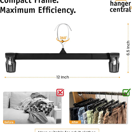 30-Pack Clothes Hangers – Non-Slip Pants & Skirt Hangers with Swivel Hook