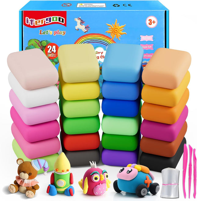 24-Color Air Dry Clay Set – DIY Magic Clay with Tools for Kids
