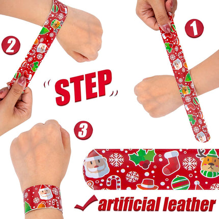 48PCS Christmas Slap Wristbands – 12 Snap Bracelets for Festive Holiday Fun