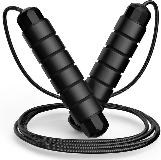 Tangle-Free Speed Jump Rope: Adjustable Steel Cable Foam Handles Men, Women & Kids