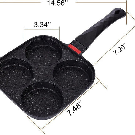 4-Cup Nonstick Egg Frying Pan, 4-Hole Omelette Skillet for Gas & Induction