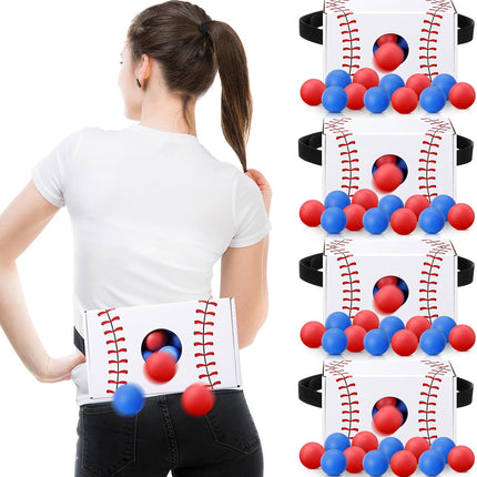 4 Pack Baseball Shaking Swing Ball Game Set with 80 Balls, Adjustable Belts for Parties