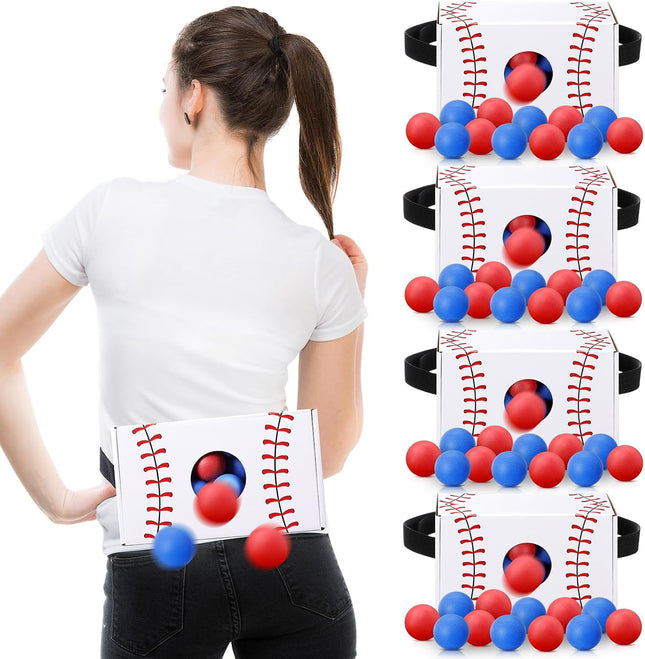 4 Pack Baseball Shaking Swing Ball Game Set with 80 Balls, Adjustable Belts for Parties