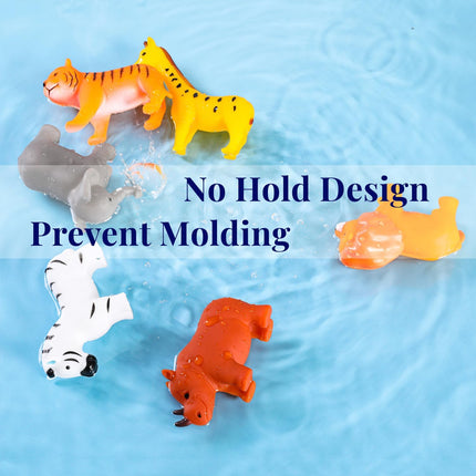 6 Pcs Bath Toys No Hole – Animal Toy Set for Infants 6-12 & Toddlers 1-3 with Mesh Bag