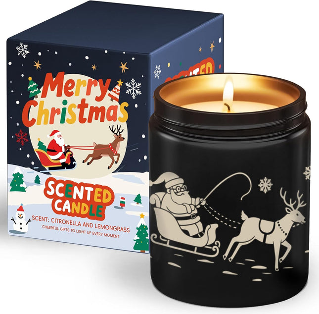 Christmas Citronella Candle 10oz – Scented Soy Wax Holiday Gift for Women & Home