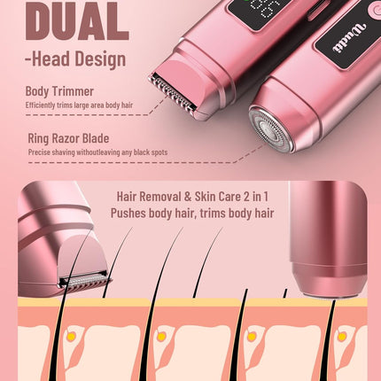 Dual Head Electric Bikini Trimmer Women IPX7 Waterproof Lady Shaver LED Display