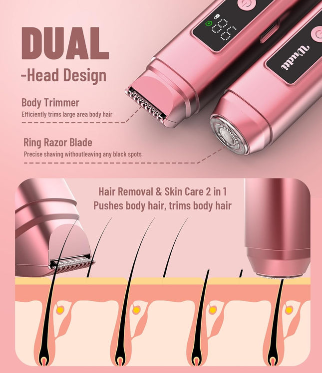 Dual Head Electric Bikini Trimmer Women IPX7 Waterproof Lady Shaver LED Display