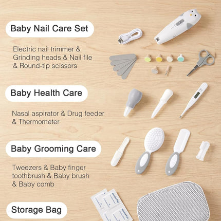 26-in-1 Baby Healthcare & Grooming Kit, Electric Nail Trimmer, Rechargeable Newborn Set