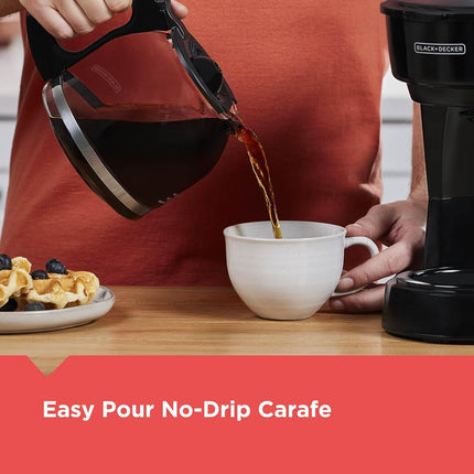 12-Cup Coffee Maker with Easy On/Off Switch, Non-Drip Carafe, Black