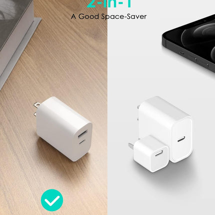 4 Pack USB C Charger Block 20W PD Fast Charging Adapter with USB A Port