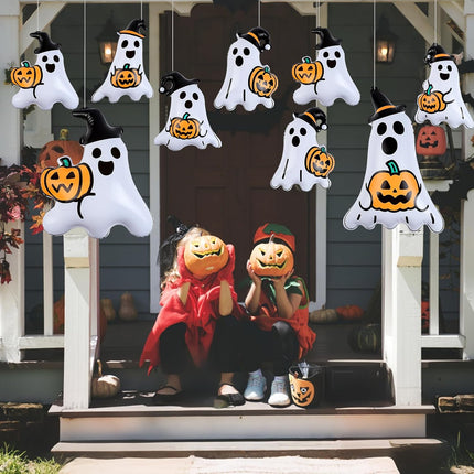 18-Piece Halloween Inflatable Ghost Balloons, 16in & 9in PVC Haunted House Decor