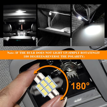 24-Piece LED Car Interior Bulb Kit – 194, T10, DE3175, 578, 31mm & 42mm Lights