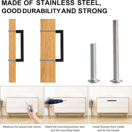 2 Pack Matte Black Cabinet Pulls – 5 Inch Square Stainless Steel Handles