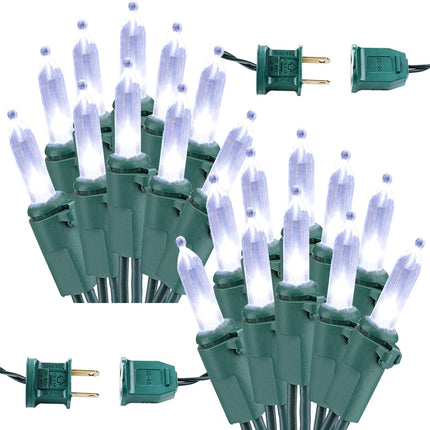 2 Pack 33ft 100 LED Christmas Lights – UL Certified Clear Mini Lights, Green Wire