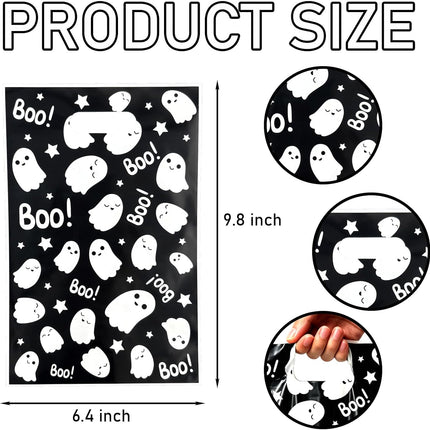 100-Piece Halloween Ghost Treat Bags, Handheld Candy Gift Bags for Trick-or-Treat