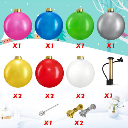 10 PCS Inflatable Christmas Ornaments, 9 Inch Balls for Indoor/Outdoor Decor