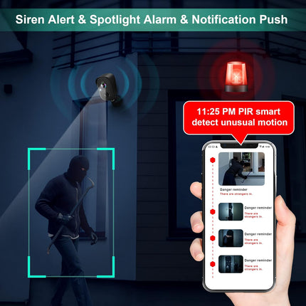 2K Wireless Outdoor Security Camera AI Motion Color Night Vision Black