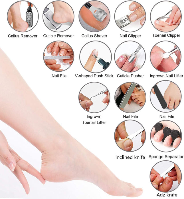 36-in-1 Professional Pedicure Kit, Stainless Steel Foot File & Callus Remover Set