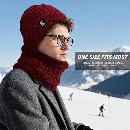 3PCS Winter Hat, Scarf & Gloves Set – Warm Fleece Lined Skull Cap & Gloves