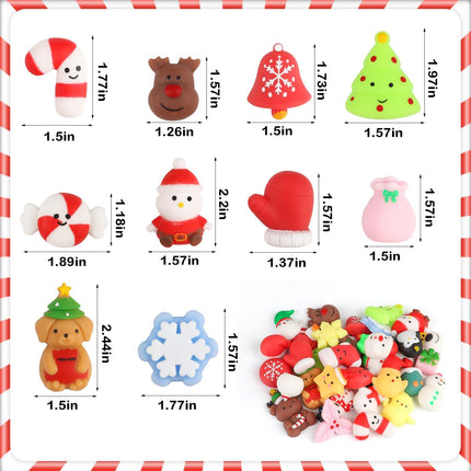 36 PCS Christmas Mochi Squishy Toys – Stress Reliever Squeeze Toys for Kids