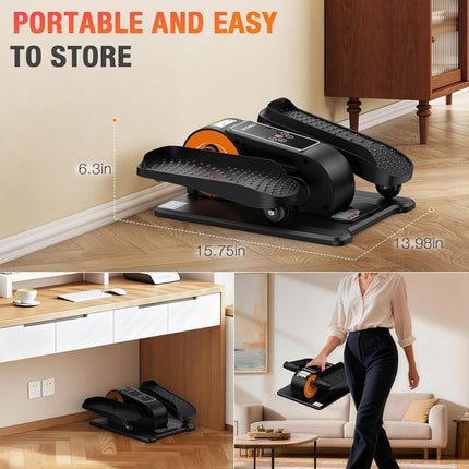 Under Desk Electric Elliptical Machine with Remote 12 Speeds for Home