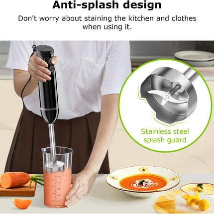 Hand Blender – 2-Speed Immersion Stick Mixer, Stainless Steel Blades for Soup
