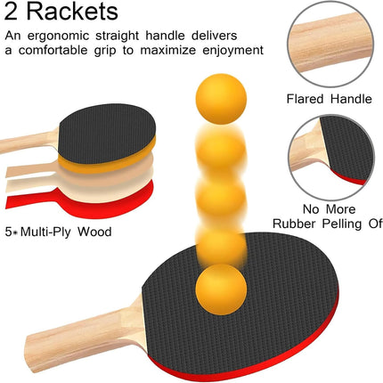 Ping Pong Paddle Set – Portable Table Tennis Kit with Net, Rackets & Balls