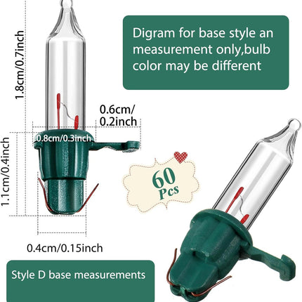 60-Piece Mini Incandescent Replacement Light Bulbs for Christmas Tree, 2.5V 0.425W