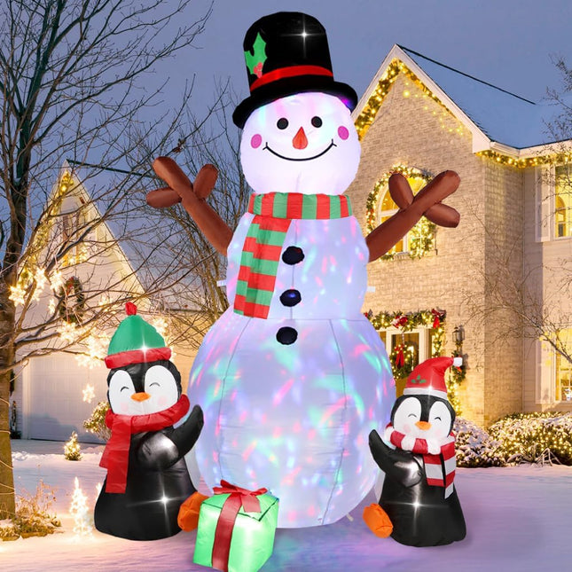 6ft Outdoor Inflatable Christmas Decorations – Snowman & Penguin with LEDs