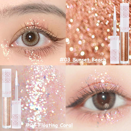 6PCS Liquid Glitter Eyeshadow Eyeliner, Korean Shimmer Makeup, Long-Lasting & Quick-Dry