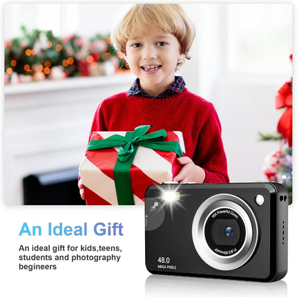 Compact Kids Camera 1080P FHD 48MP 16X Zoom Anti-Shake 32GB Card
