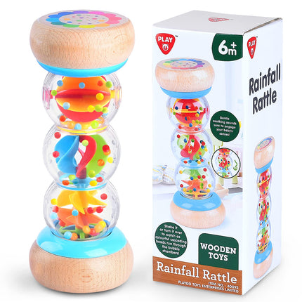 Montessori Wooden Rain Stick Toy, Baby Rattle Shaker Sensory Musical Toy