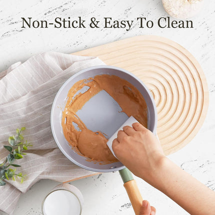 2QT Ceramic Nonstick Saucepan with Lid & Steamer, PFAS-Free, Induction Safe