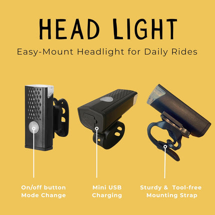 VivBike Rechargeable Bike Light, USB-C LED Headlight, Waterproof, Multiple Modes