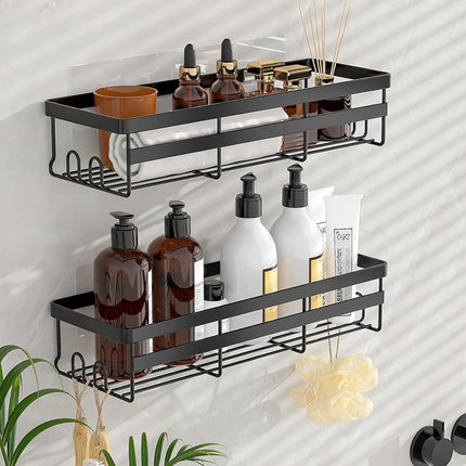 2 Pack Adhesive Shower Caddies Stainless Steel Bathroom Storage Shelf No Drill