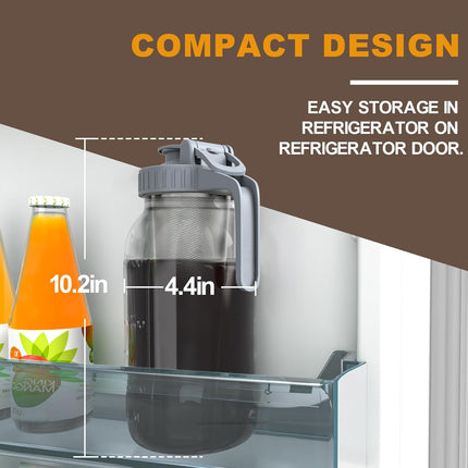 Cold Brew Coffee Maker – 64oz Wide Mouth Mason Jar with Stainless Filter