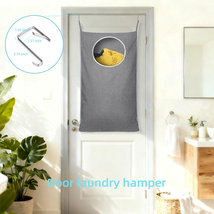 Grey Hanging Laundry Bag – 20x30" Storage for Clothes, Toys & Blankets