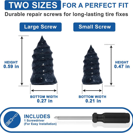 61PCS Tire Repair Screws Kit, Self-Sealing Tire Plugs with Screwdriver for Car Truck