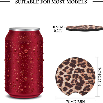 4-Pack Car Cup Coasters – 2.75" Leopard Print, Neoprene, for Cup Holders