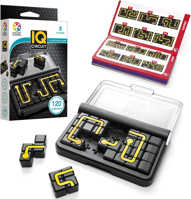 IQ Circuit Portable Travel Game with 120 Logic Puzzle Challenges Ages 8+