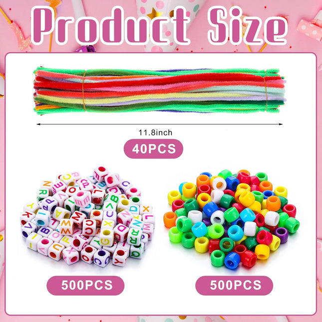 1040 Pcs Puppy Adoption Party Kit – DIY Dog Collar Necklace Beads for Pet Birthday