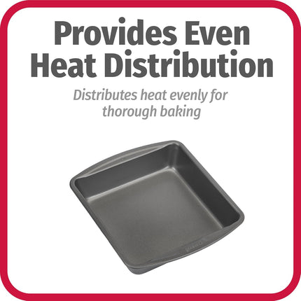 Everyday 8in Nonstick Steel Square Baking Pan Gray Cake Brownie Bakeware